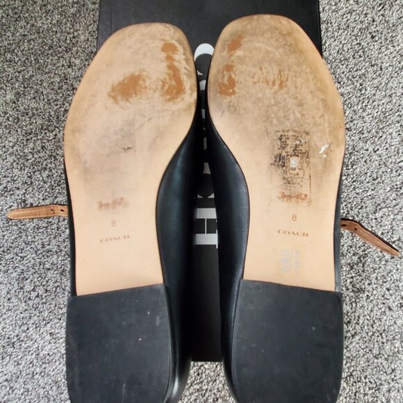 COACH Whitley Leather Mary Jane Flats Size 8M Black - Picture 3 of 4